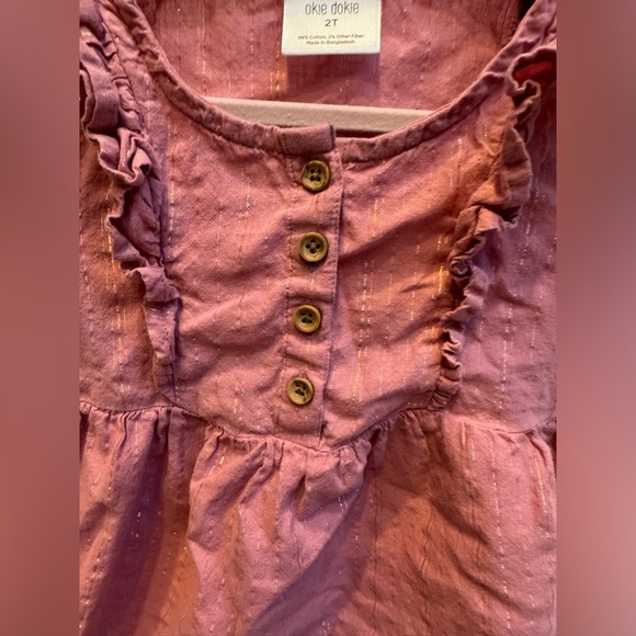 NWOT Okie Dokie 2T Mauve Ruffle Girls Short Sleeve Dress - Picture 2 of 4
